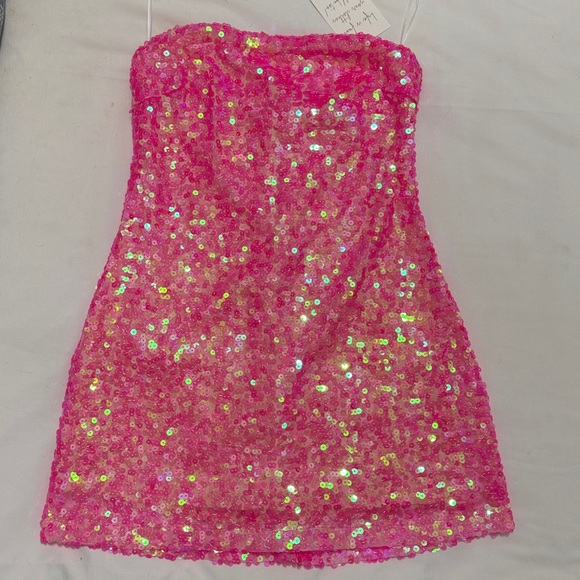 Show Me Your Mumu - On My Way Dress - Hot Pink Sequins - Size S - Picture 5 of 5